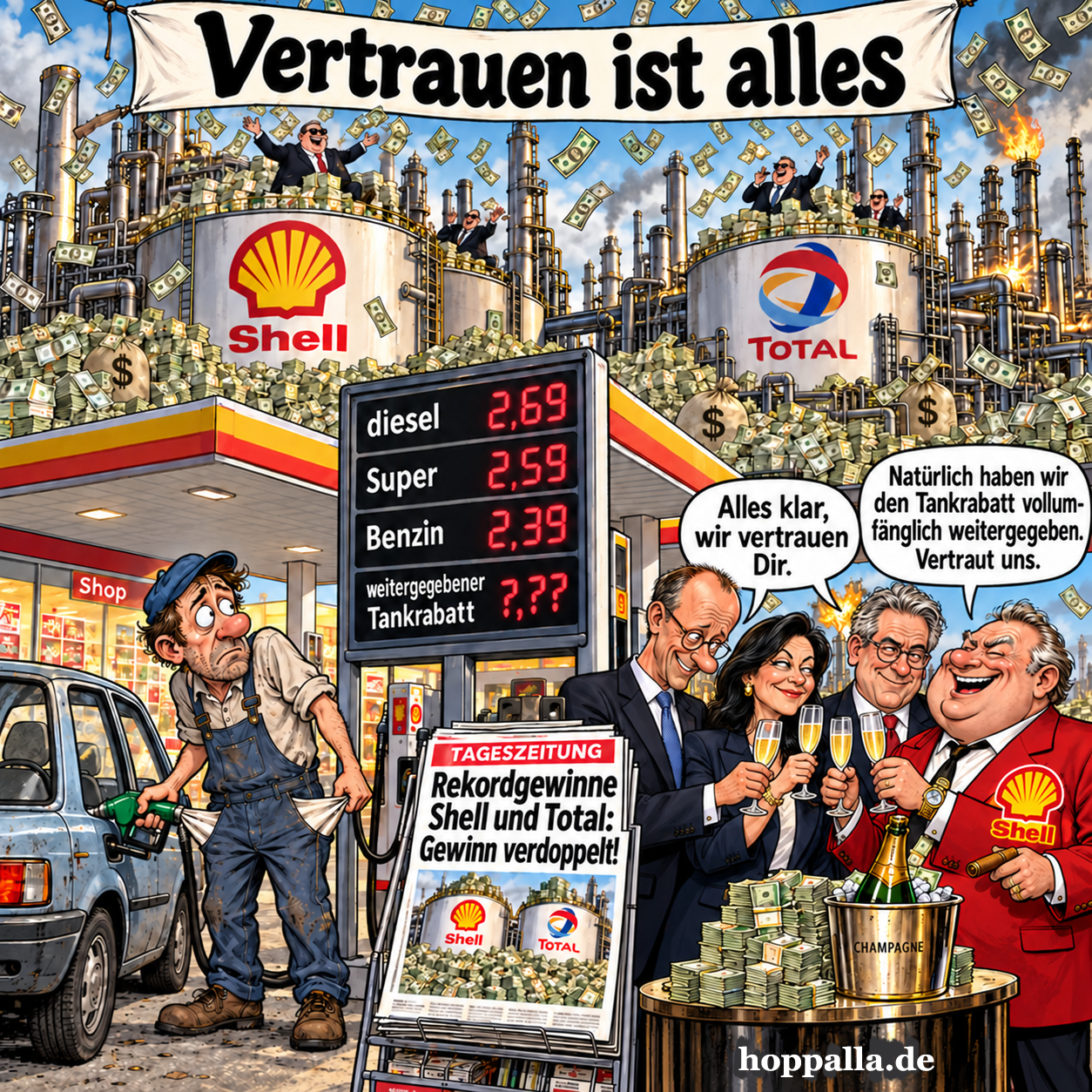 Karikatur „Vertrauen ist alles“